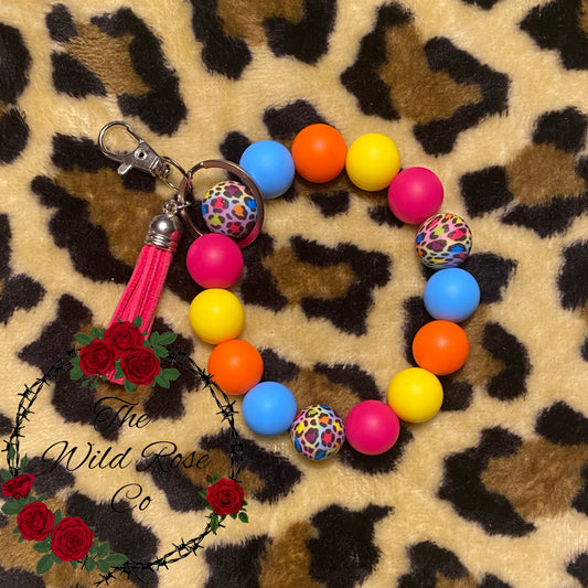 Rainbow Leopard Wristlet