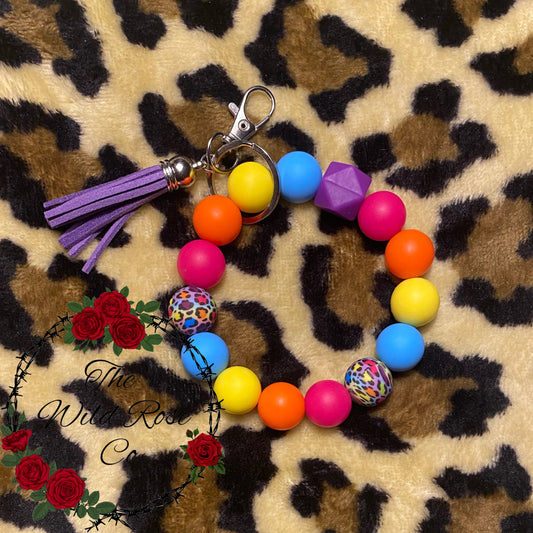 Rainbow Leopard Wristlet