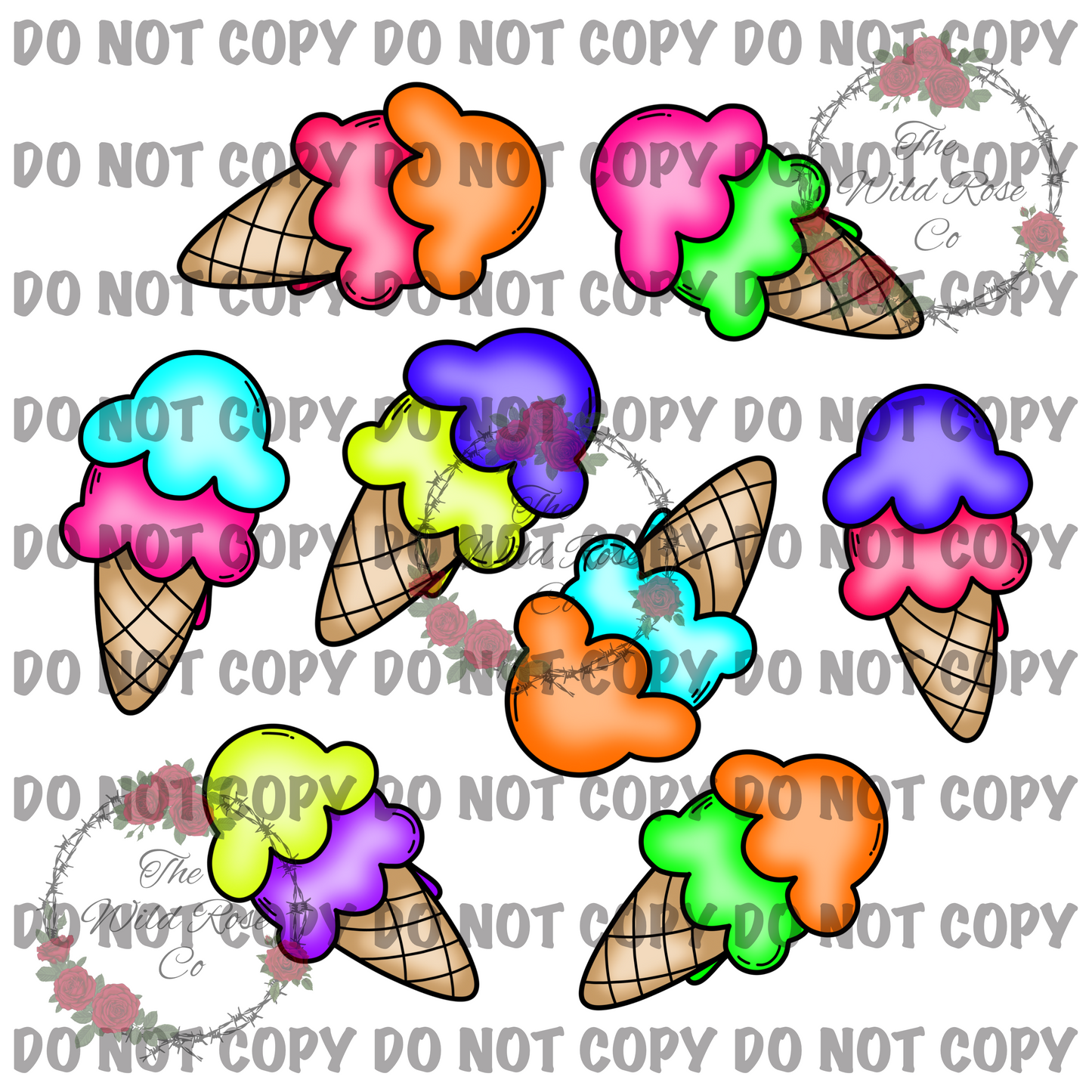 Neon Ice Cream Cones